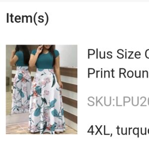 Plus Size Contrast Tropical Print Round Neck maxi dress from shein
